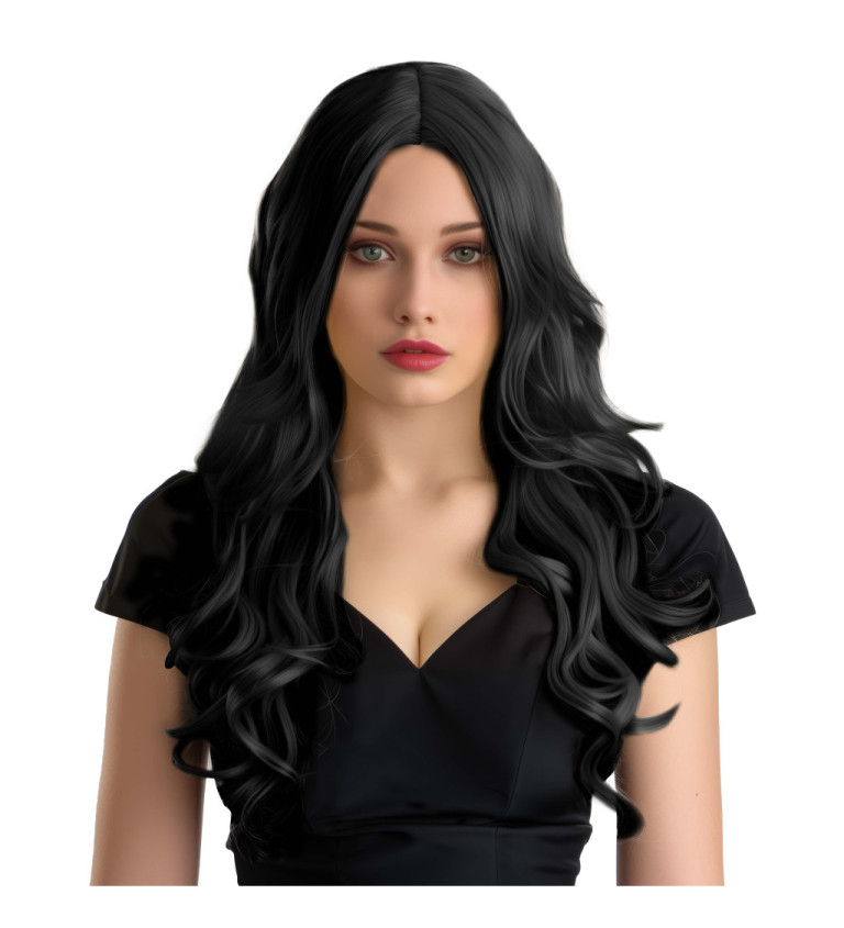 Dámská paruka Hollywood vlnitá černá