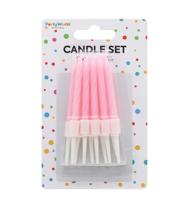 Malé růžové spirálové narozeninové svíčky