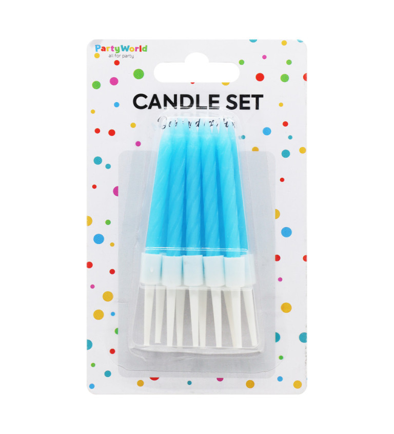 Malé modré spirálové narozeninové svíčky