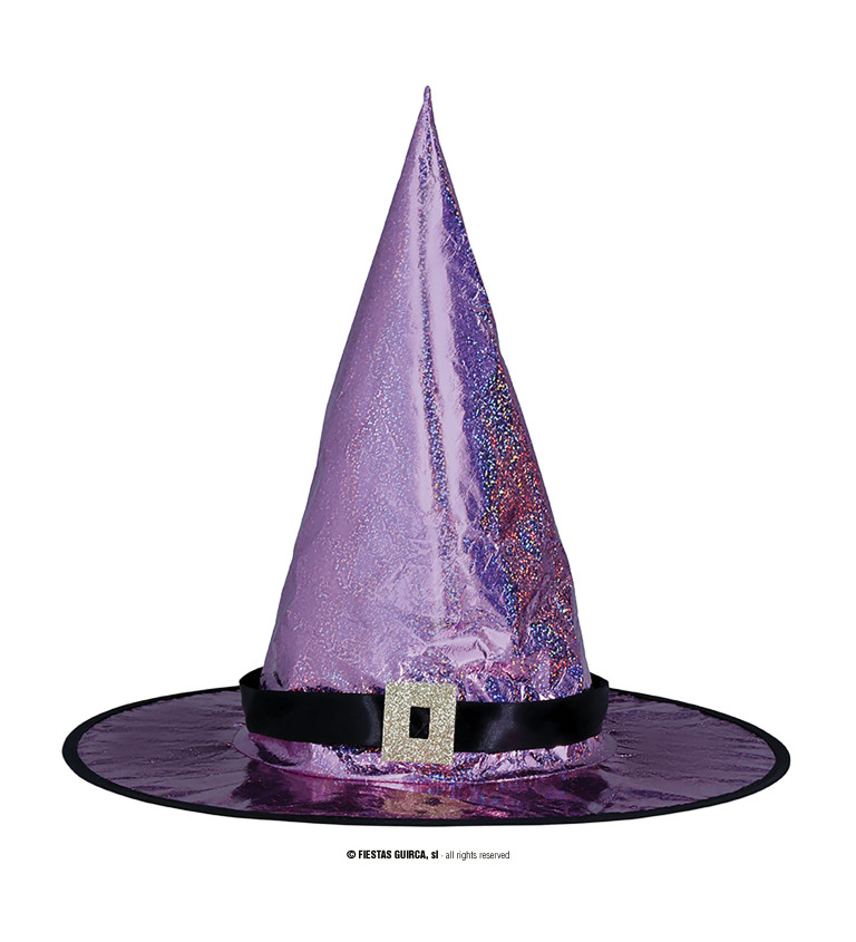 Lesklý holografický klobouk pro čarodějnice