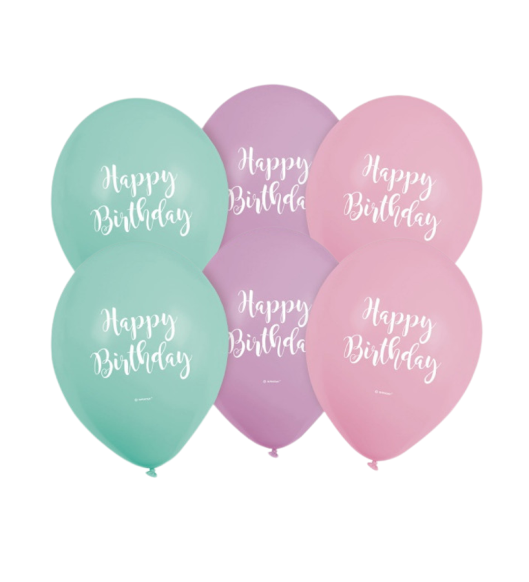 Pastelové balónky Happy Birthday
