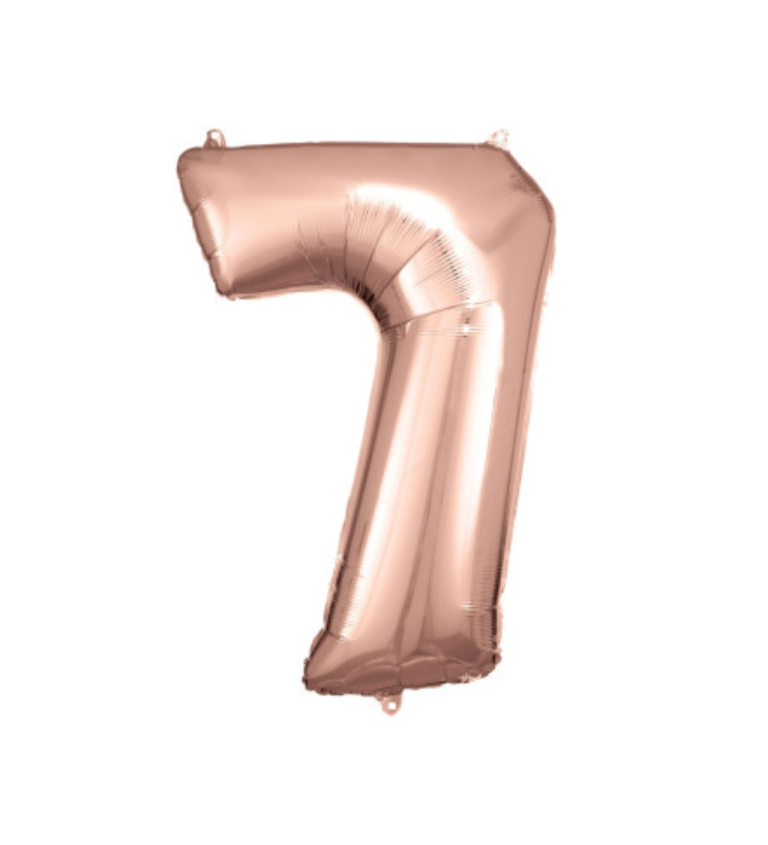 Fóliový balónek rosegold - číslo 7 (84cm)