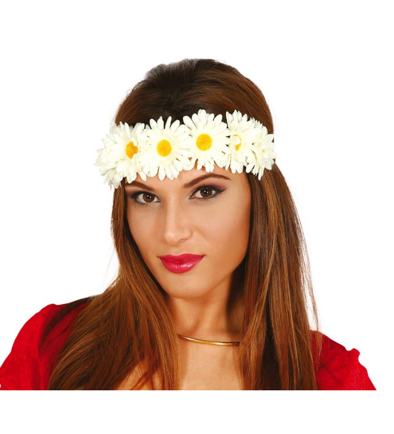 Hippie čelenka bílé květy