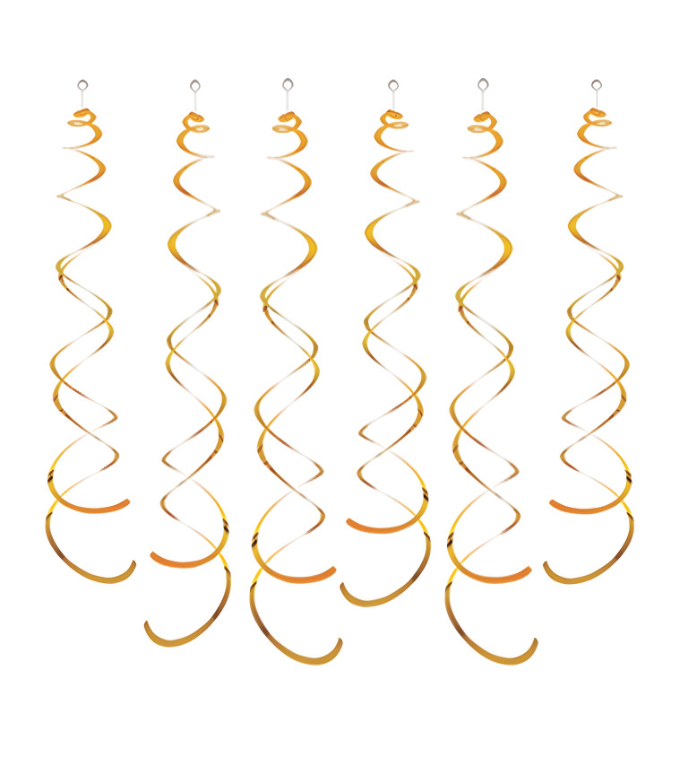 Zlaté dekorační spirály – 6 ks, 14 cm