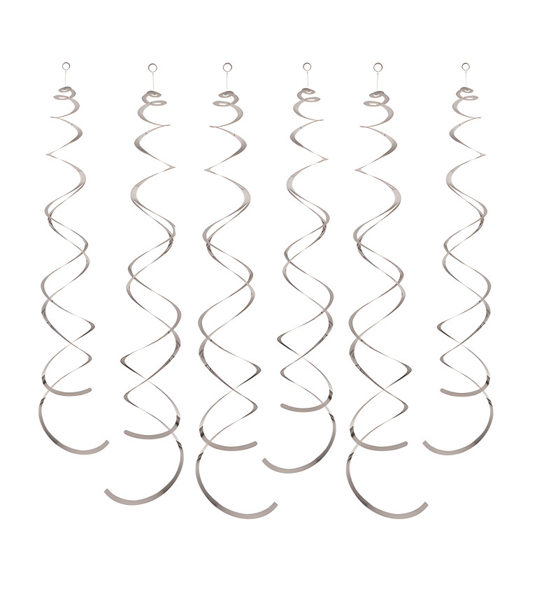 Stříbrné dekorační spirály – 6 ks, 14 cm