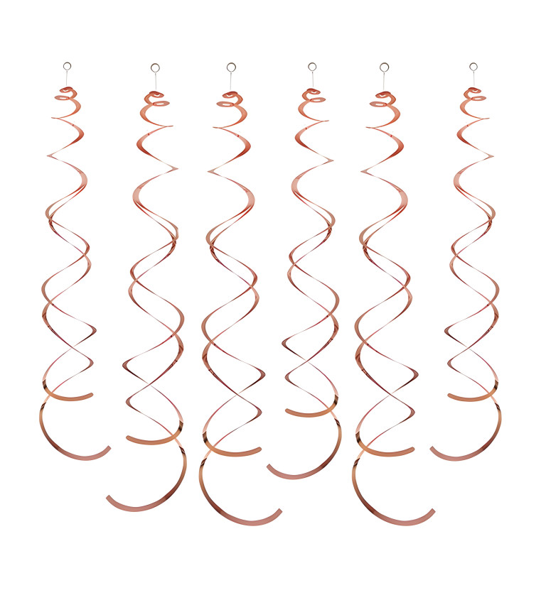 Rosegold dekorační spirály – 6 ks, 14 cm