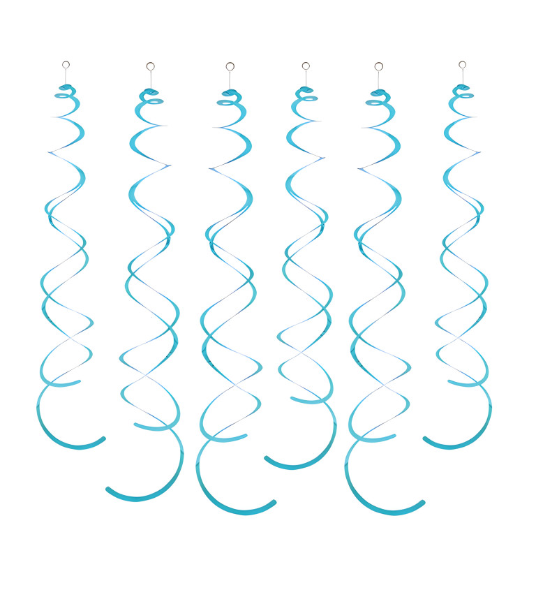 Světle modré dekorační spirály – 6 ks, 14 cm