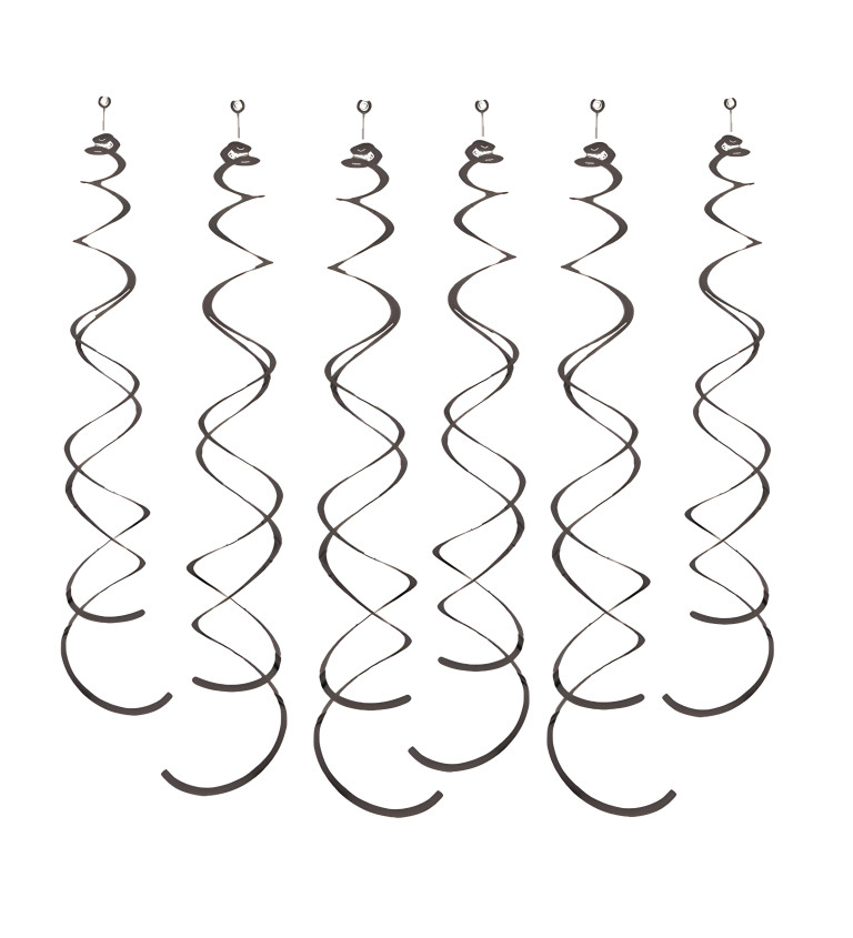 Černé dekorační spirály – 6 ks, 14 cm