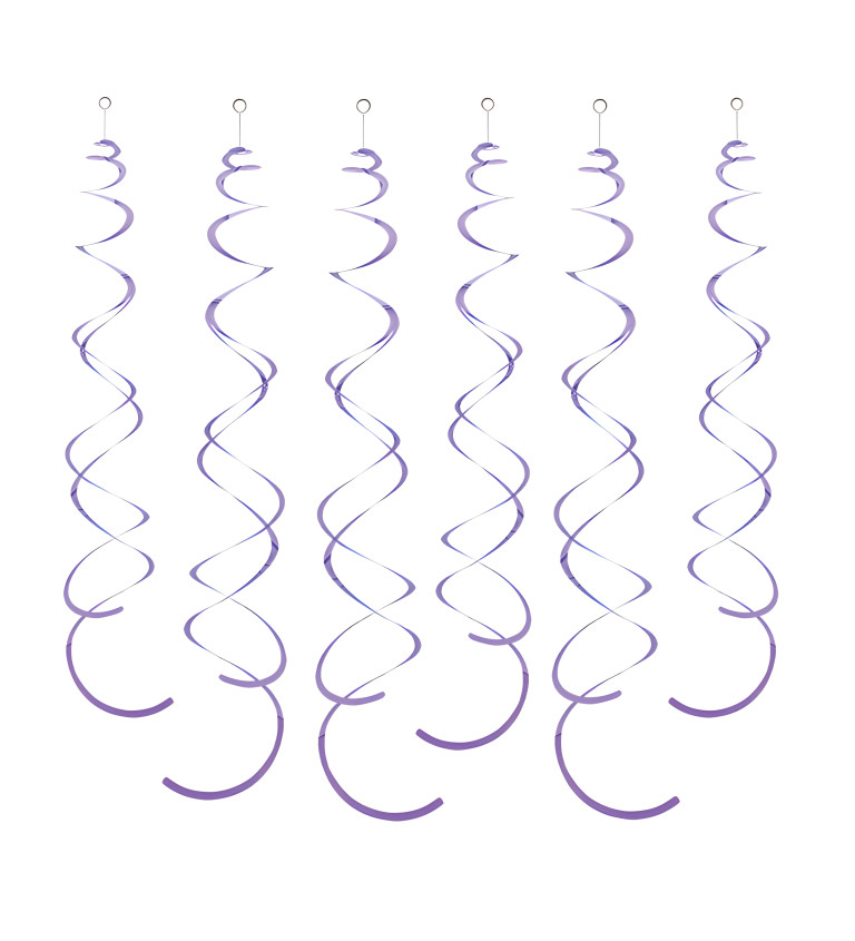 Fialové dekorační spirály – 6 ks, 14 cm