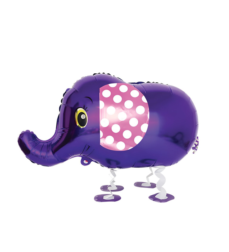 Chodící fóliový balónek – fialový slon