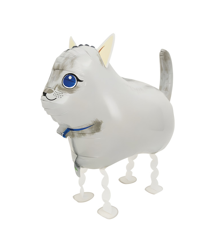 Chodící fóliový balónek – bílá kočka