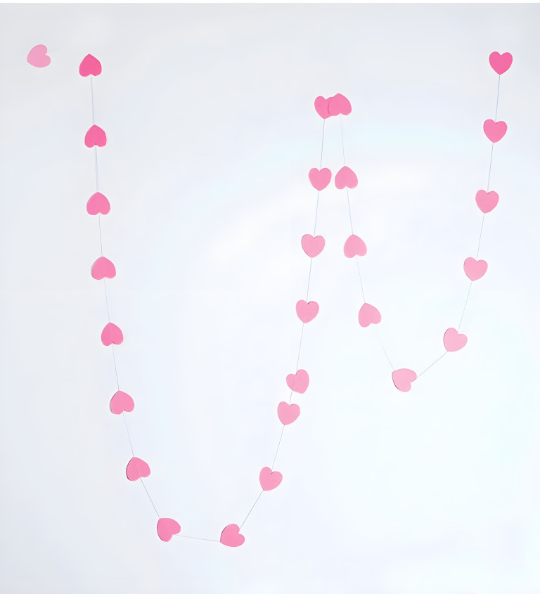 Růžová girlanda se srdíčky