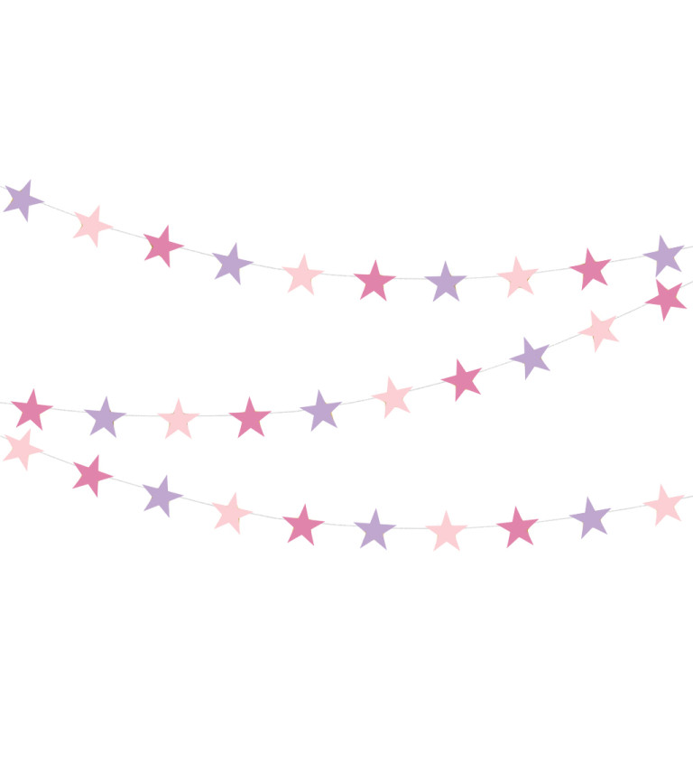 Růžová girlanda s hvězdami
