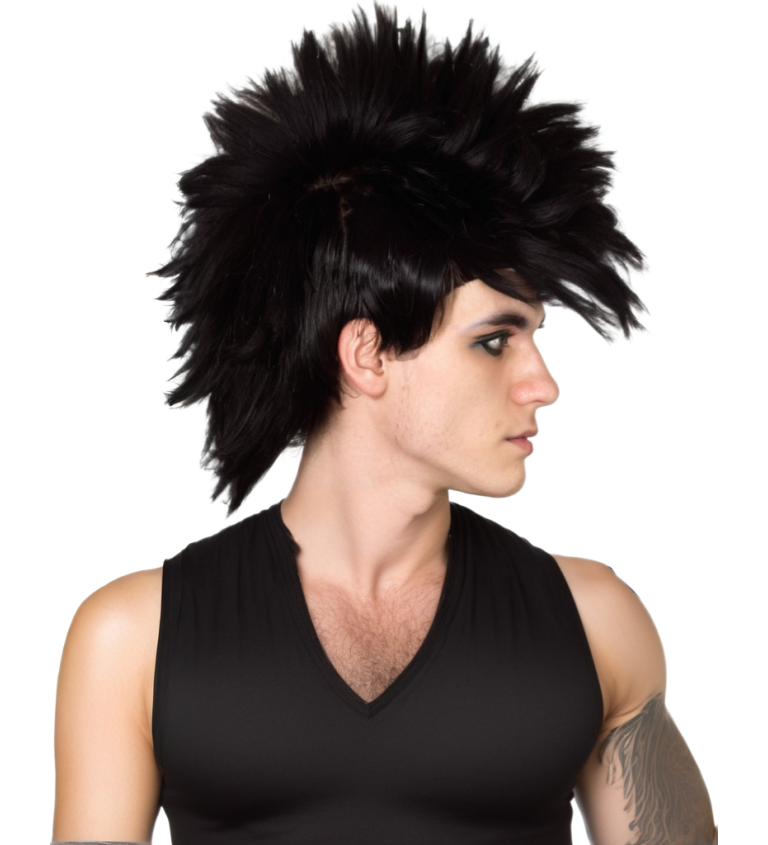 Pánská paruka Punk číro černá