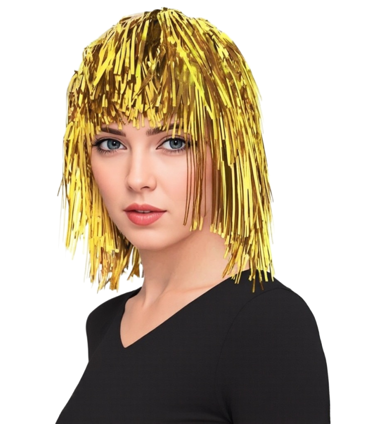 Zlatá metalická paruka