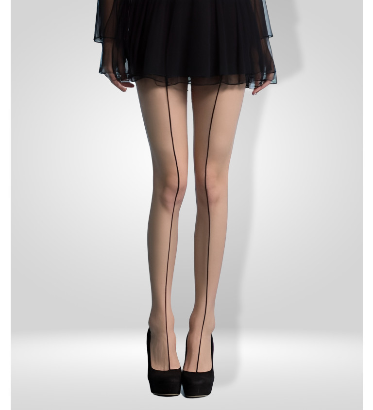 Černé punčochové kalhoty s proužkem