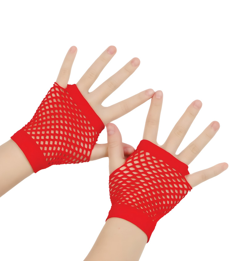 Krátké červené rukavice ze síťoviny