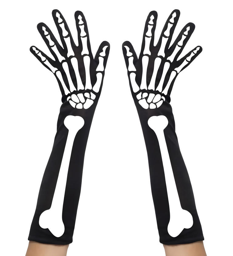 Hororové rukavice s motivem kostlivce