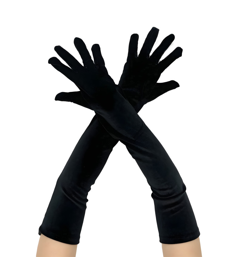 Elegantní sametové rukavice v černé barvě