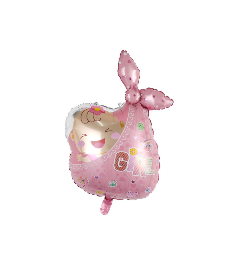 Fóliový balónek – Baby Shower Girl, růžový, 77 × 52 cm