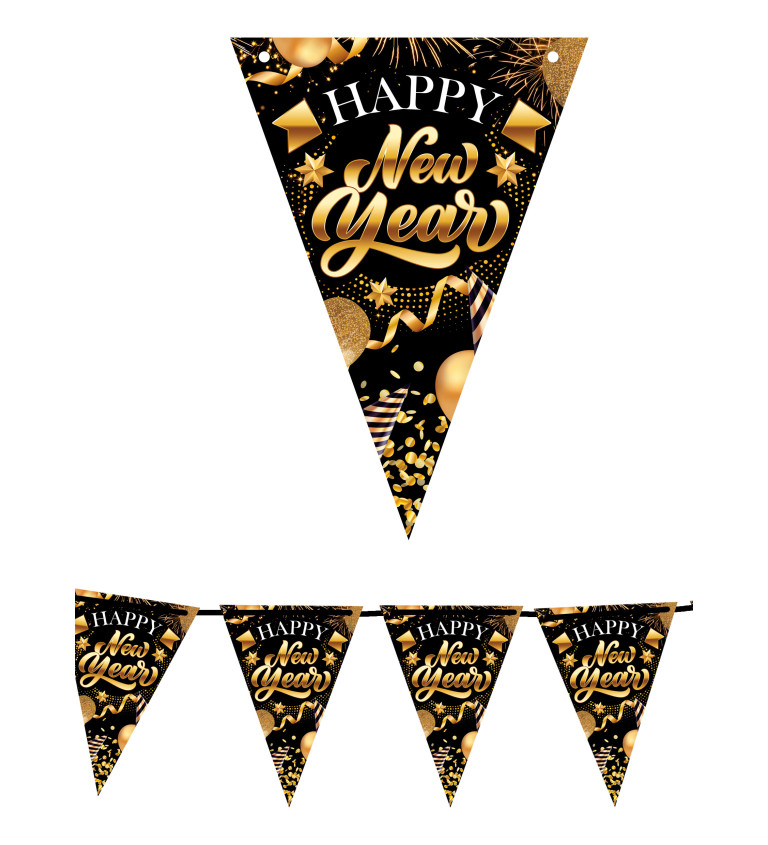 Vlaječková girlanda Happy New Year