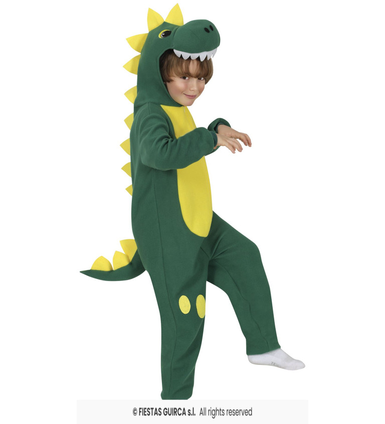 Dětský kostým dinosaurus – overal s kapucí