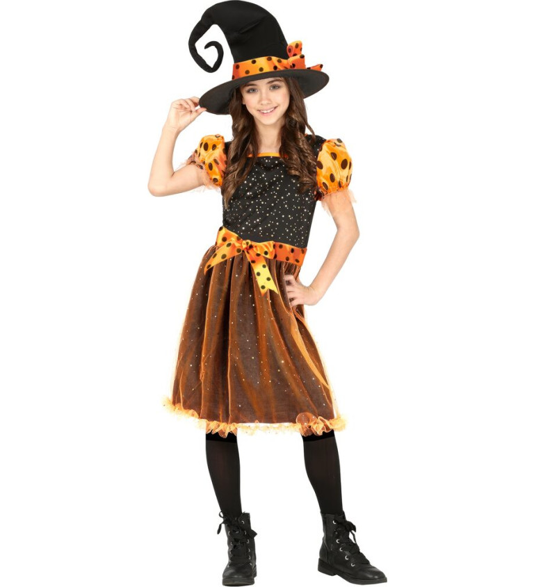 Dětský kostým Čarodějnice oranžová magie
