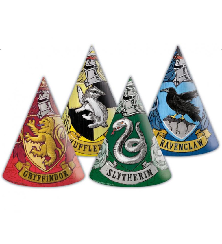Papírové čepice Harry Potter – Bradavické koleje