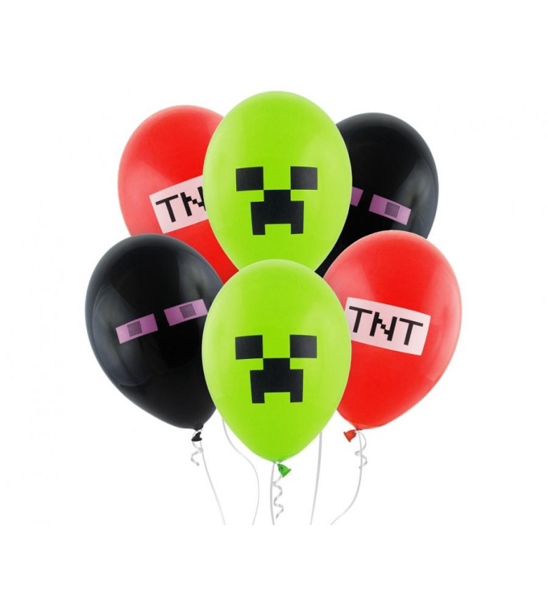 Minecraft TNT balónky – latexová sada 6 ks